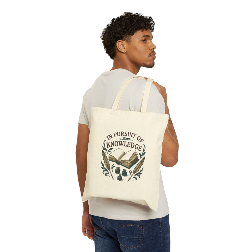Tote Bag — "In Pursuit of Knowledge" Canvas Book Lover Tote