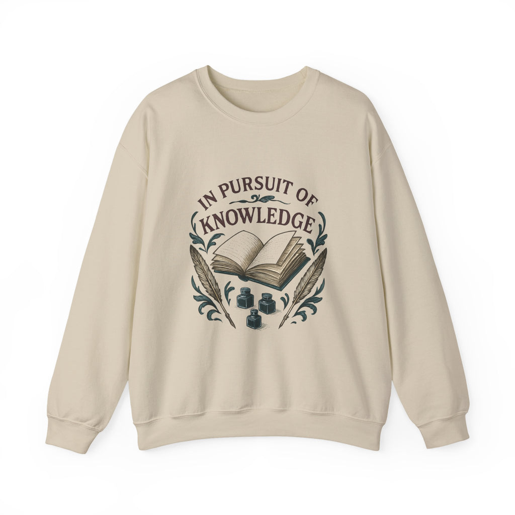 In Pursuit of Knowledge Crewneck Sweatshirt — Book Lover Vintage Study Design