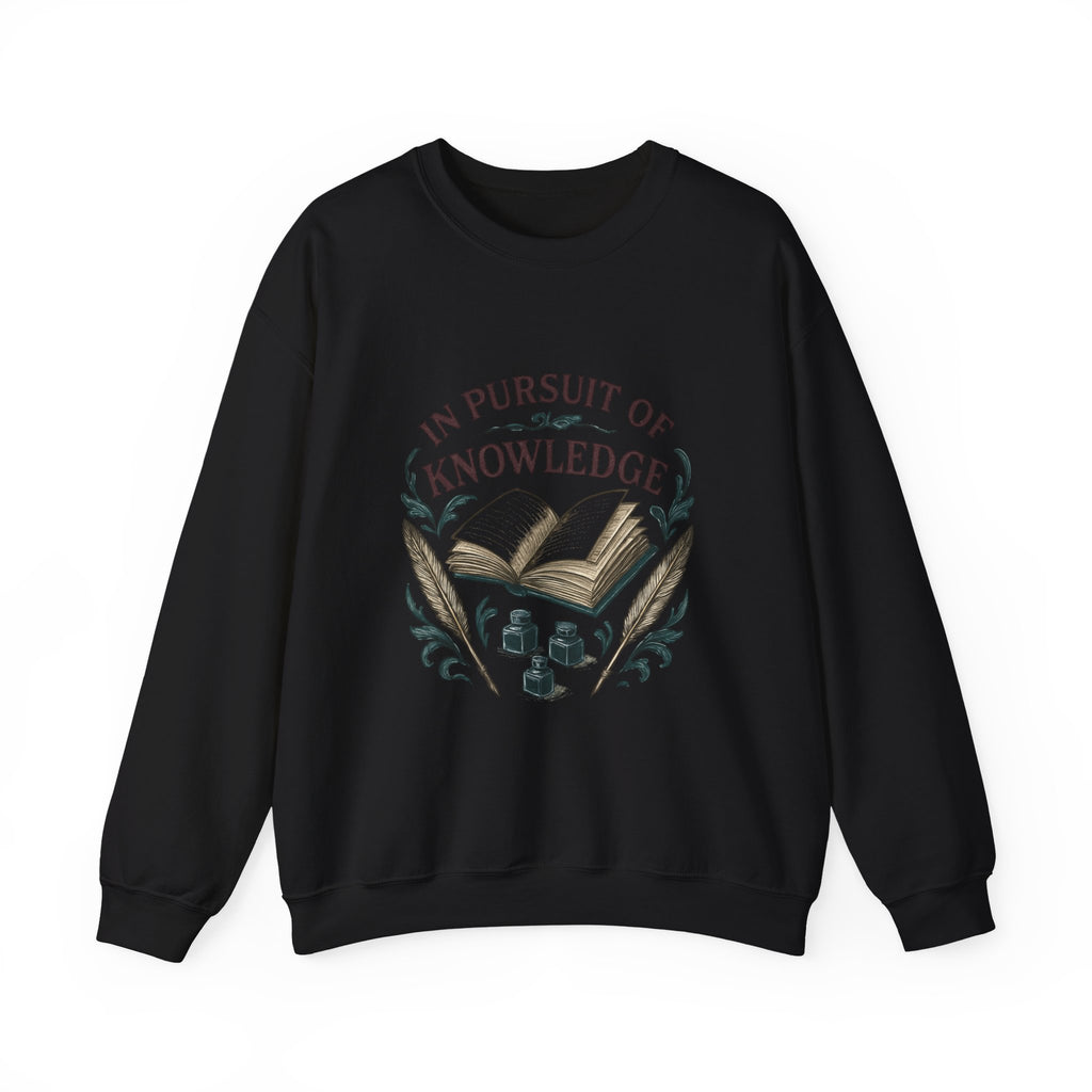 In Pursuit of Knowledge Crewneck Sweatshirt — Book Lover Vintage Study Design
