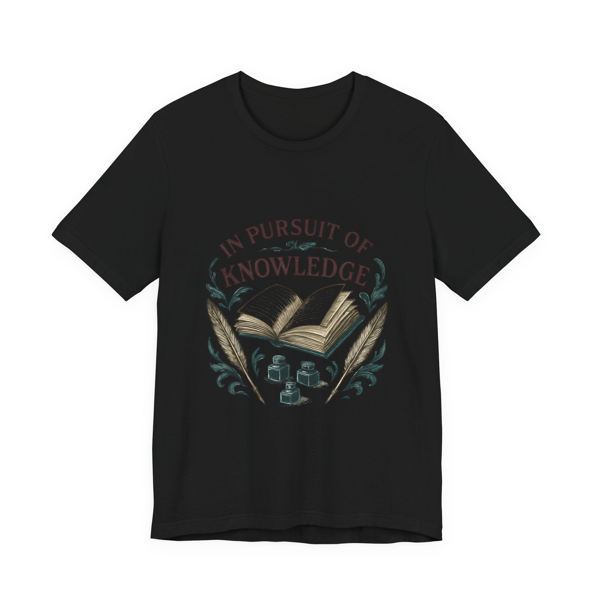 In Pursuit of Knowledge T-Shirt — Vintage Book & Quill Learning Tee