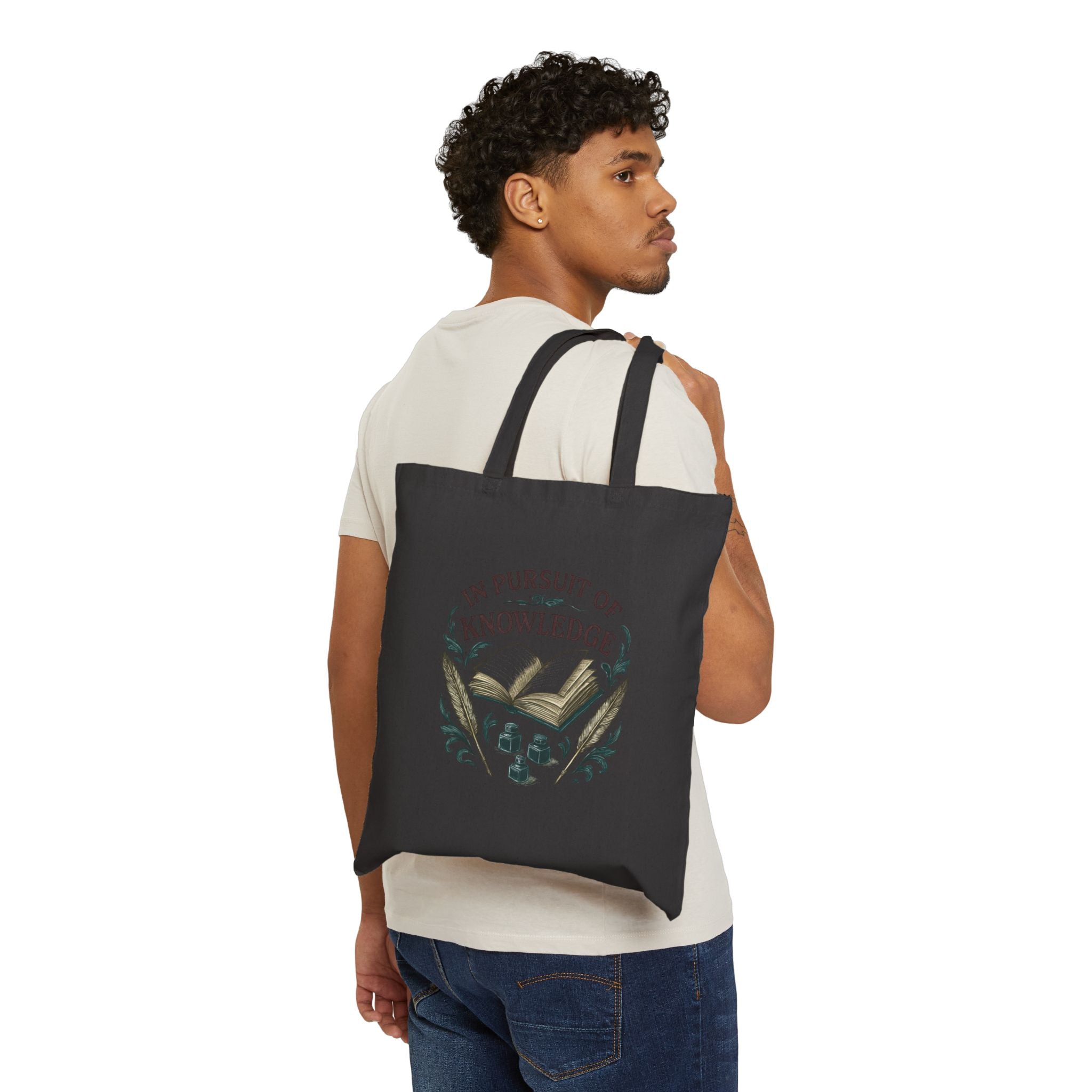Tote Bag — "In Pursuit of Knowledge" Canvas Book Lover Tote