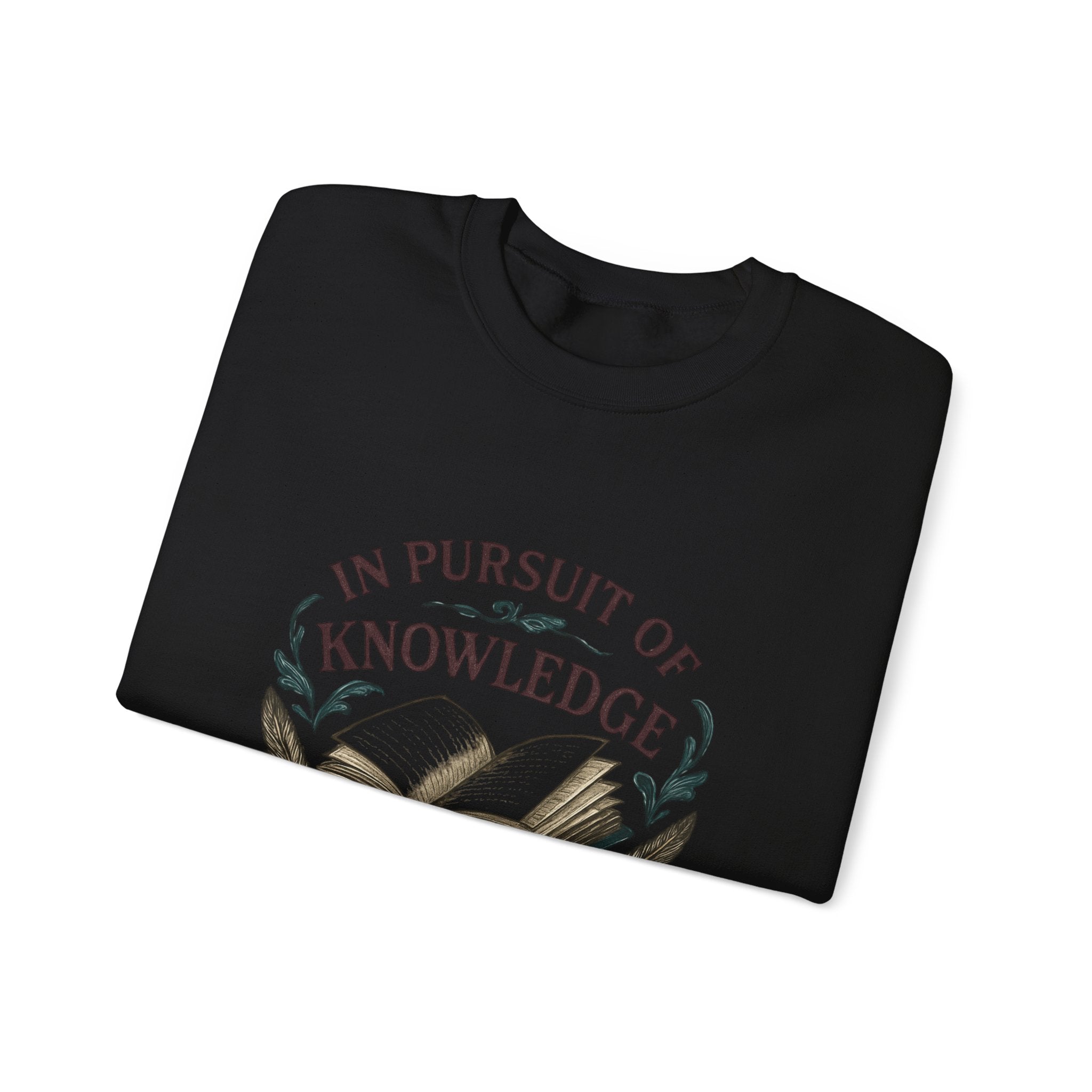 In Pursuit of Knowledge Crewneck Sweatshirt — Book Lover Vintage Study Design