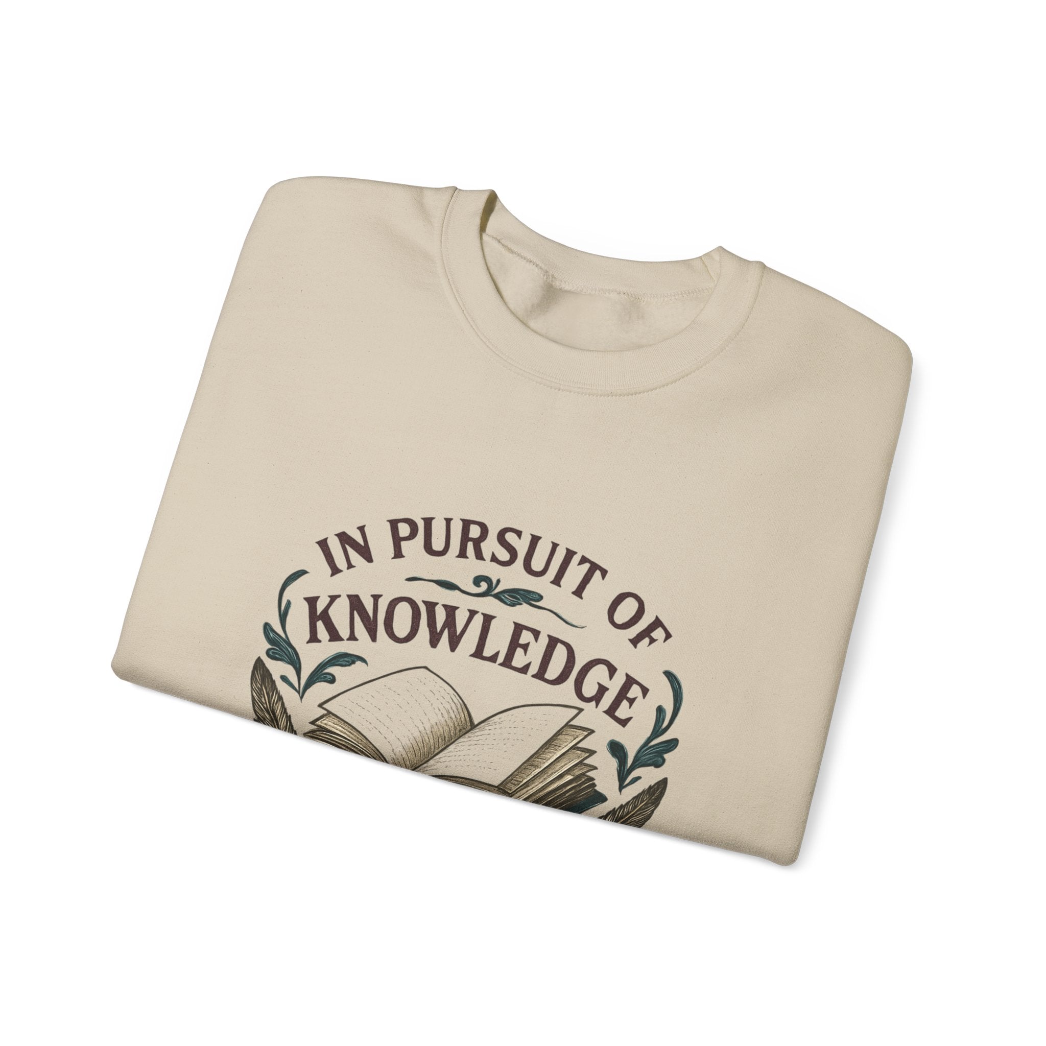 In Pursuit of Knowledge Crewneck Sweatshirt — Book Lover Vintage Study Design