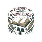 In Pursuit of Knowledge Kiss-Cut Sticker — Vintage Book & Quill Laptop Decal