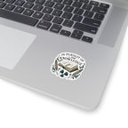 In Pursuit of Knowledge Kiss-Cut Sticker — Vintage Book & Quill Laptop Decal