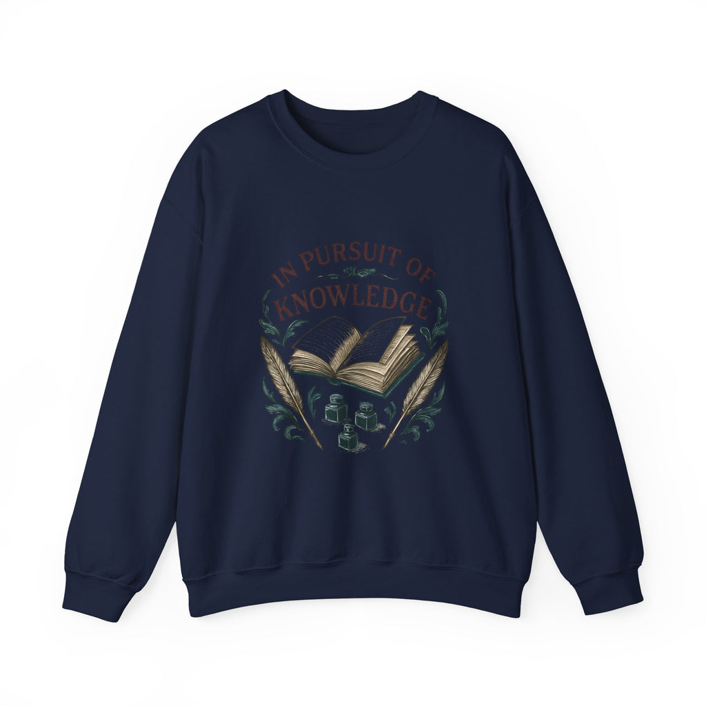 In Pursuit of Knowledge Crewneck Sweatshirt — Book Lover Vintage Study Design