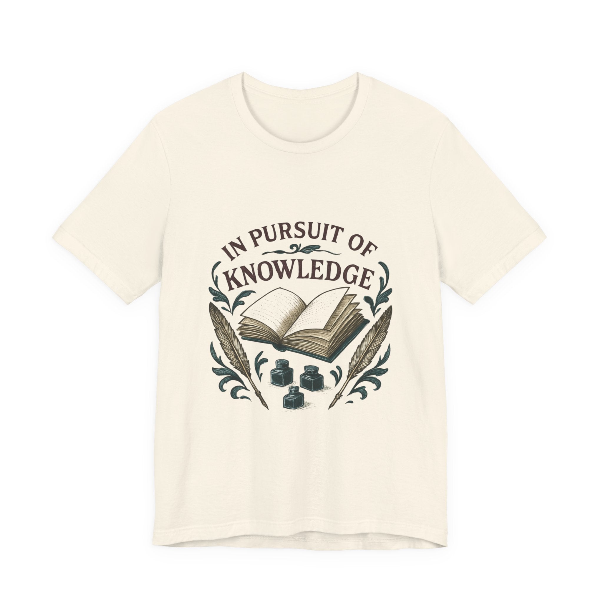 In Pursuit of Knowledge T-Shirt — Vintage Book & Quill Learning Tee