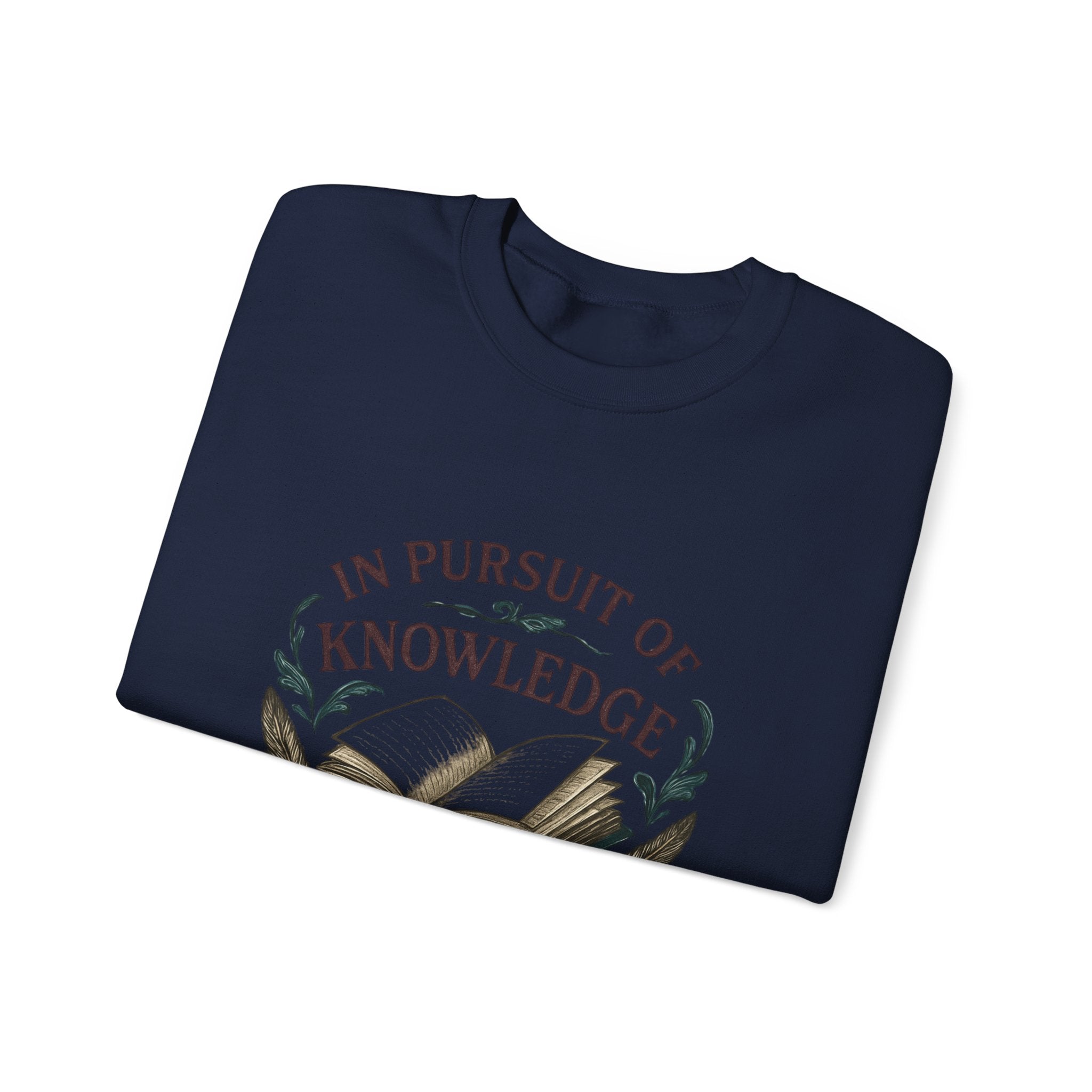 In Pursuit of Knowledge Crewneck Sweatshirt — Book Lover Vintage Study Design
