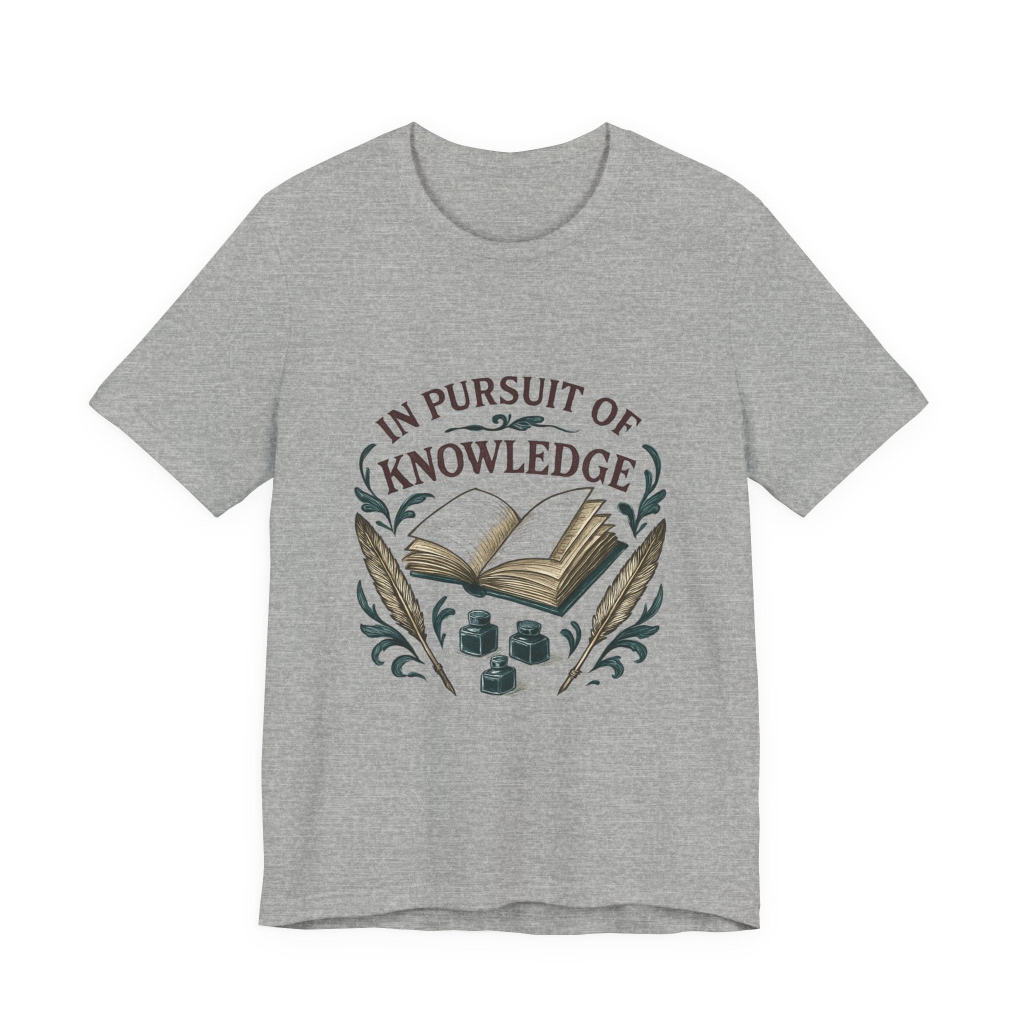 In Pursuit of Knowledge T-Shirt — Vintage Book & Quill Learning Tee